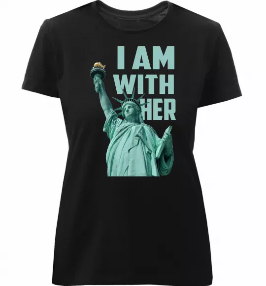 Женская премиум футболка I am with her Черный фото