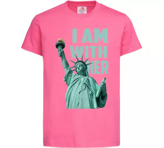 Детская футболка I am with her Ярко-розовый фото