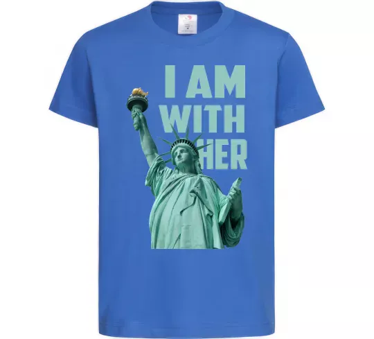 Детская футболка I am with her Ярко-синий фото