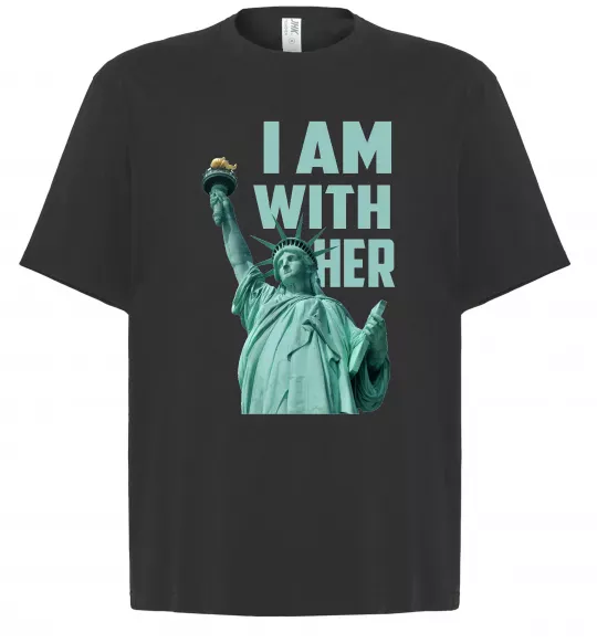 Футболка Оверсайз I am with her Чорний фото