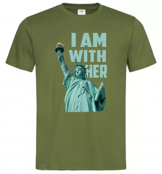Чоловіча футболка I am with her Оливковий фото