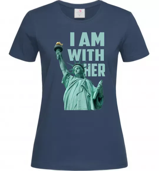 Жіноча футболка I am with her Темно-синій фото