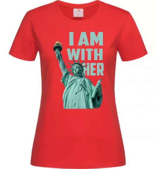 Жіноча футболка I am with her Червоний фото