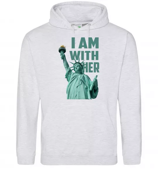 Чоловіча толстовка (худі) I am with her Сірий меланж фото