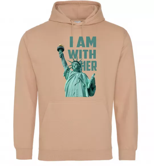 Жіноча толстовка (худі) I am with her Пісочний фото