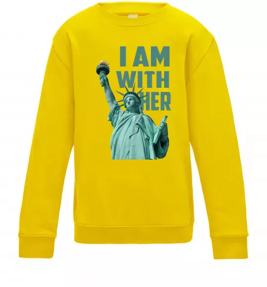 Дитячий світшот I am with her Сонячно жовтий фото