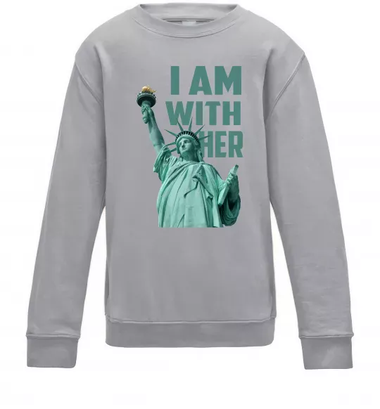 Дитячий світшот I am with her Сірий меланж фото