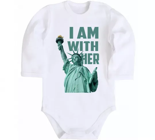 Дитячий бодік I am with her Білий фото