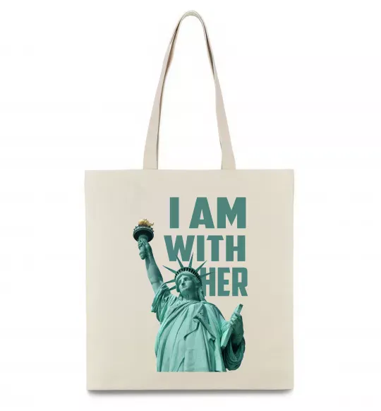 Еко-сумка I am with her Бежевий фото