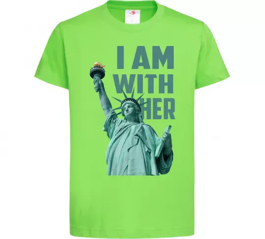 Детская футболка I am with her Лаймовый фото