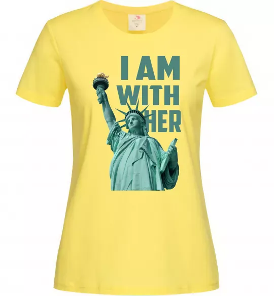 Жіноча футболка I am with her Лимонний фото