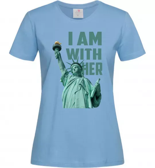 Жіноча футболка I am with her Блакитний фото