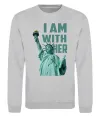 Свитшот I am with her Серый меланж фото
