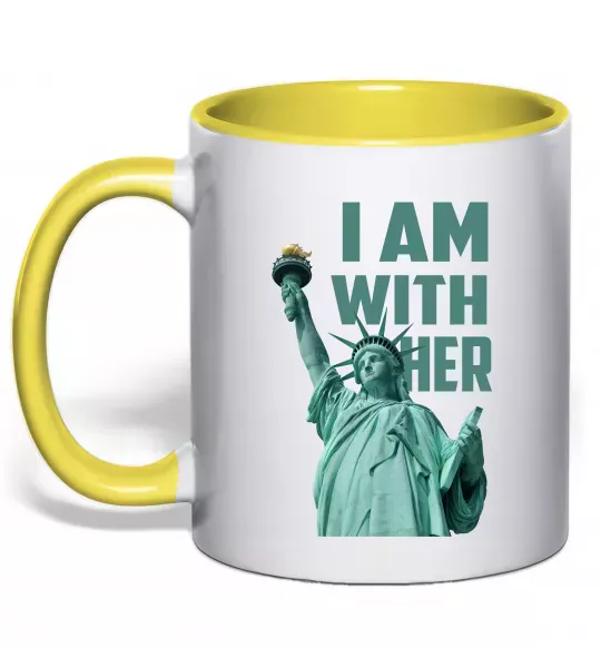 Чашка з кольоровою ручкою I am with her Сонячно жовтий фото