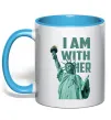 Чашка з кольоровою ручкою I am with her Блакитний фото