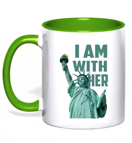 Чашка з кольоровою ручкою I am with her Зелений фото