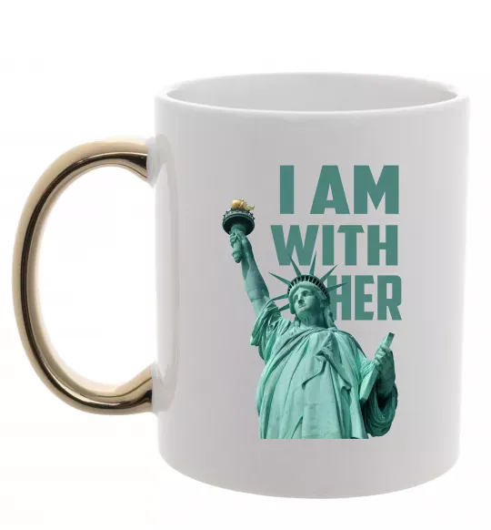 Чашка з кольоровою ручкою I am with her Золото фото