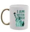 Чашка з кольоровою ручкою I am with her Золото фото
