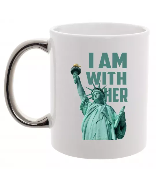 Чашка з кольоровою ручкою I am with her Срібло фото