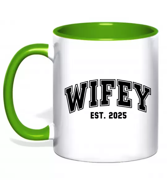 Чашка с цветной ручкой Wifey est Зеленый фото