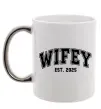 Чашка с цветной ручкой Wifey est Серебро фото