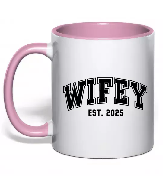 Чашка с цветной ручкой Wifey est Нежно розовый фото