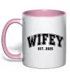 Чашка с цветной ручкой Wifey est Нежно розовый фото