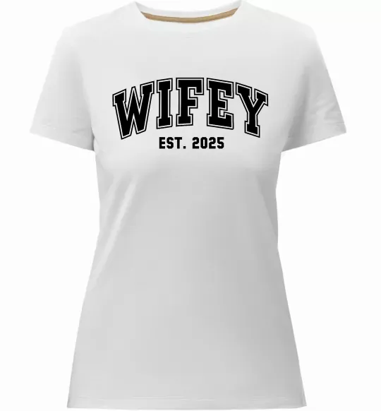 Женская премиум футболка Wifey est Белый фото