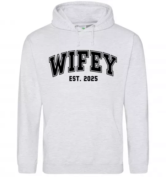 Женская толстовка (худи) Wifey est Серый меланж фото