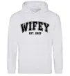 Женская толстовка (худи) Wifey est Серый меланж фото