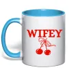 Чашка з кольоровою ручкою Wifey chery Блакитний фото