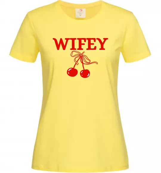 Жіноча футболка Wifey chery Лимонний фото