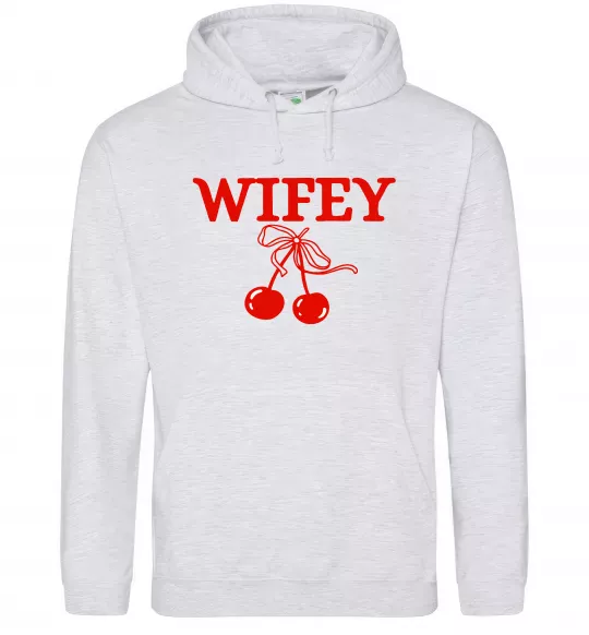 Женская толстовка (худи) Wifey chery Серый меланж фото