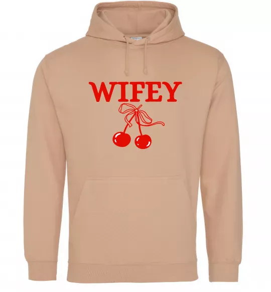 Женская толстовка (худи) Wifey chery Песочный фото