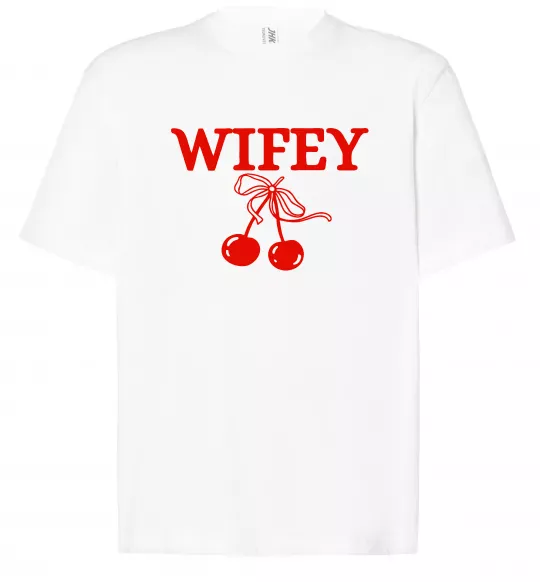 Футболка Оверсайз Wifey chery Білий фото