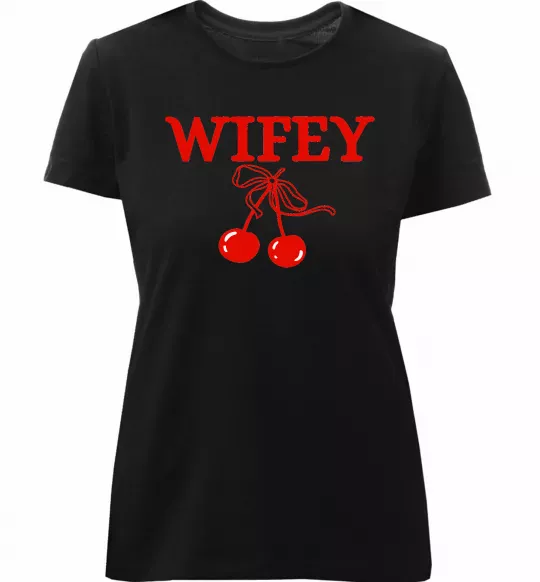 Женская премиум футболка Wifey chery Черный фото
