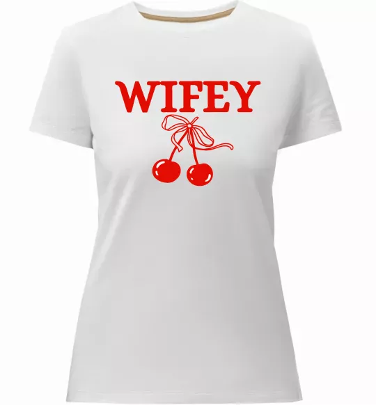 Женская премиум футболка Wifey chery Белый фото