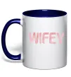 Чашка з кольоровою ручкою Wifey Глибокий темно-синій фото