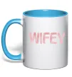 Чашка з кольоровою ручкою Wifey Блакитний фото