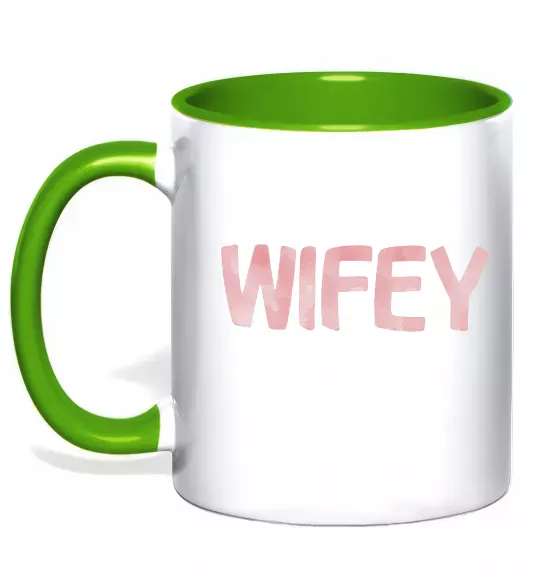 Чашка з кольоровою ручкою Wifey Зелений фото