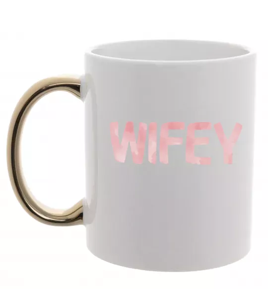 Чашка з кольоровою ручкою Wifey Золото фото