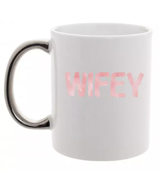 Чашка з кольоровою ручкою Wifey Срібло фото