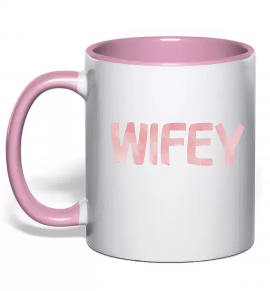 Чашка з кольоровою ручкою Wifey Ніжно рожевий фото