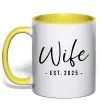 Чашка с цветной ручкой Wife est Солнечно желтый фото