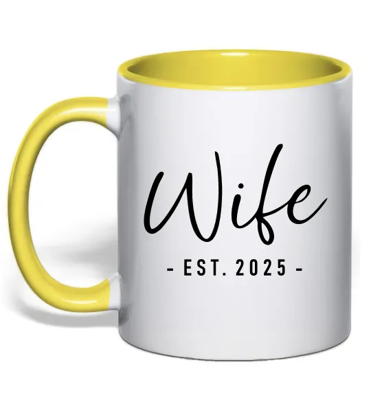 Чашка з кольоровою ручкою Wife est Лимонний фото