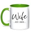 Чашка з кольоровою ручкою Wife est Лаймовий фото