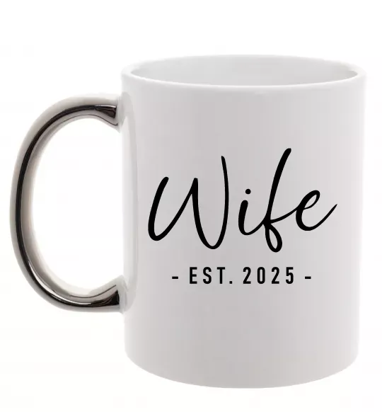 Чашка с цветной ручкой Wife est Серебро фото