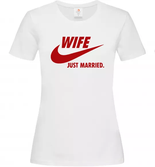 Жіноча футболка Wife just married Білий фото