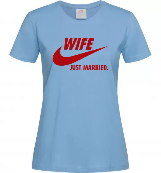Жіноча футболка Wife just married Блакитний фото