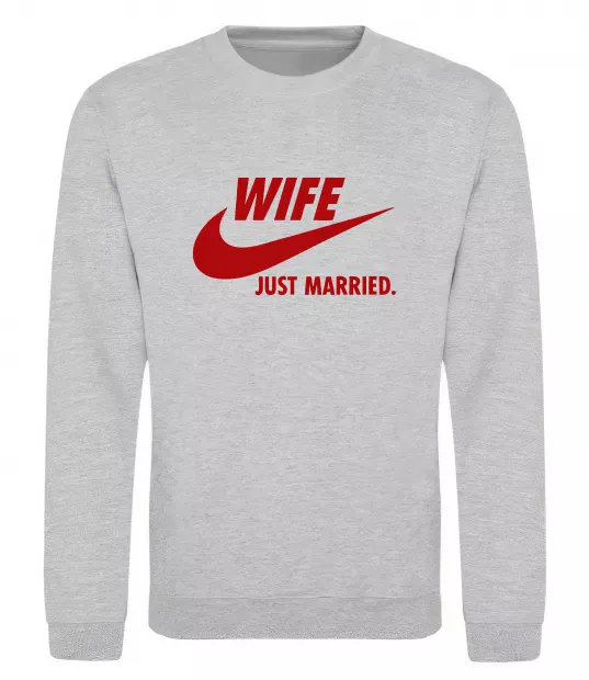 Свитшот Wife just married Серый меланж фото